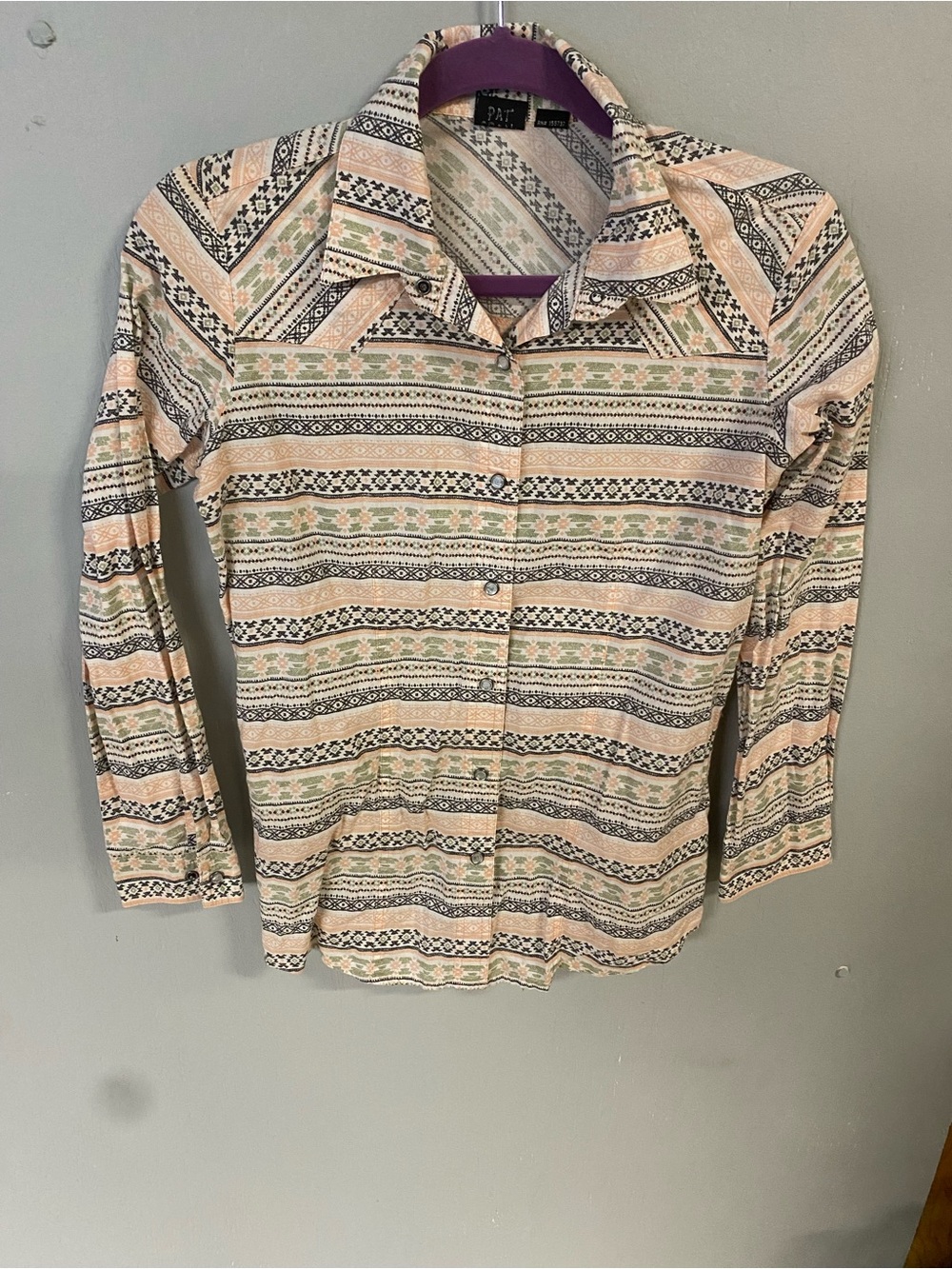 Cruel Girls' Striped Pattern Button-Up Shirt - Aztec/ western pattern